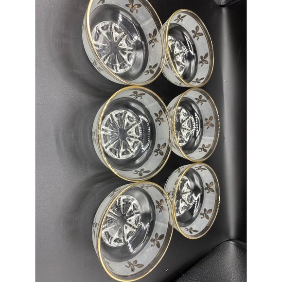 6 Vintage Frosted and Gold Leaf design Dessert Bowls 1960's 4 1/2 inch - Picture 10 of 16